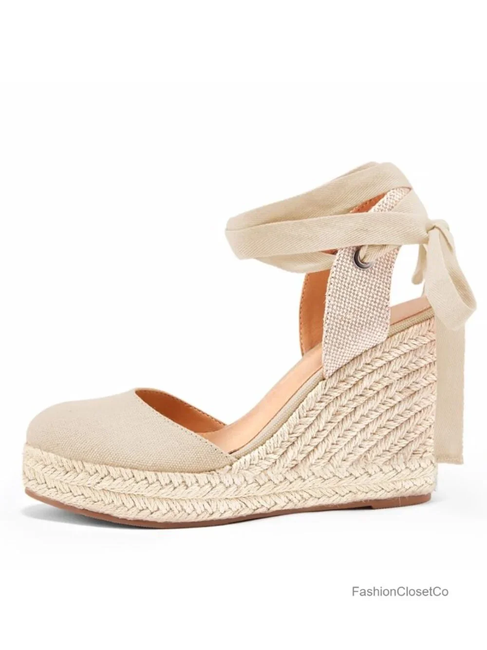 Women's Espadrilles Wedge Sandals Platform Closed Toe Ankle Strap Lace Up Suede